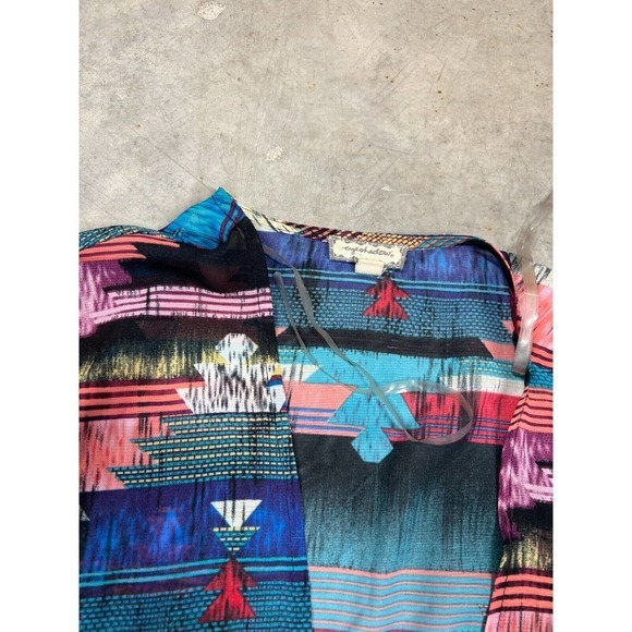 Eyeshadow Boho Open Long Cardigan Top Womens Large Aztec Print Colorful - Picture 3 of 7